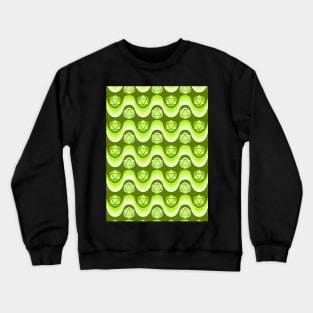 Retro Inspired D20 Dice and Color Wave Seamless Pattern - Lime Green Crewneck Sweatshirt